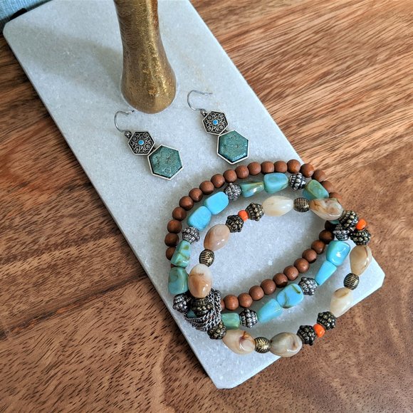 Jewelry - 💚 BOHO Earring and Bracelet SET Never Worn!